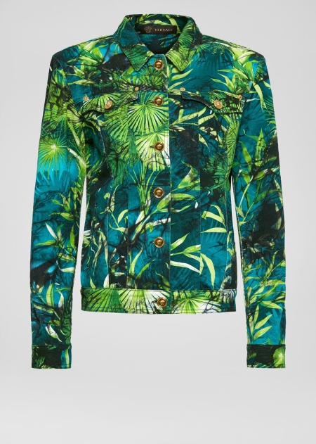 Versace Jungle Print Jeansjacka Dam - 037642VTO